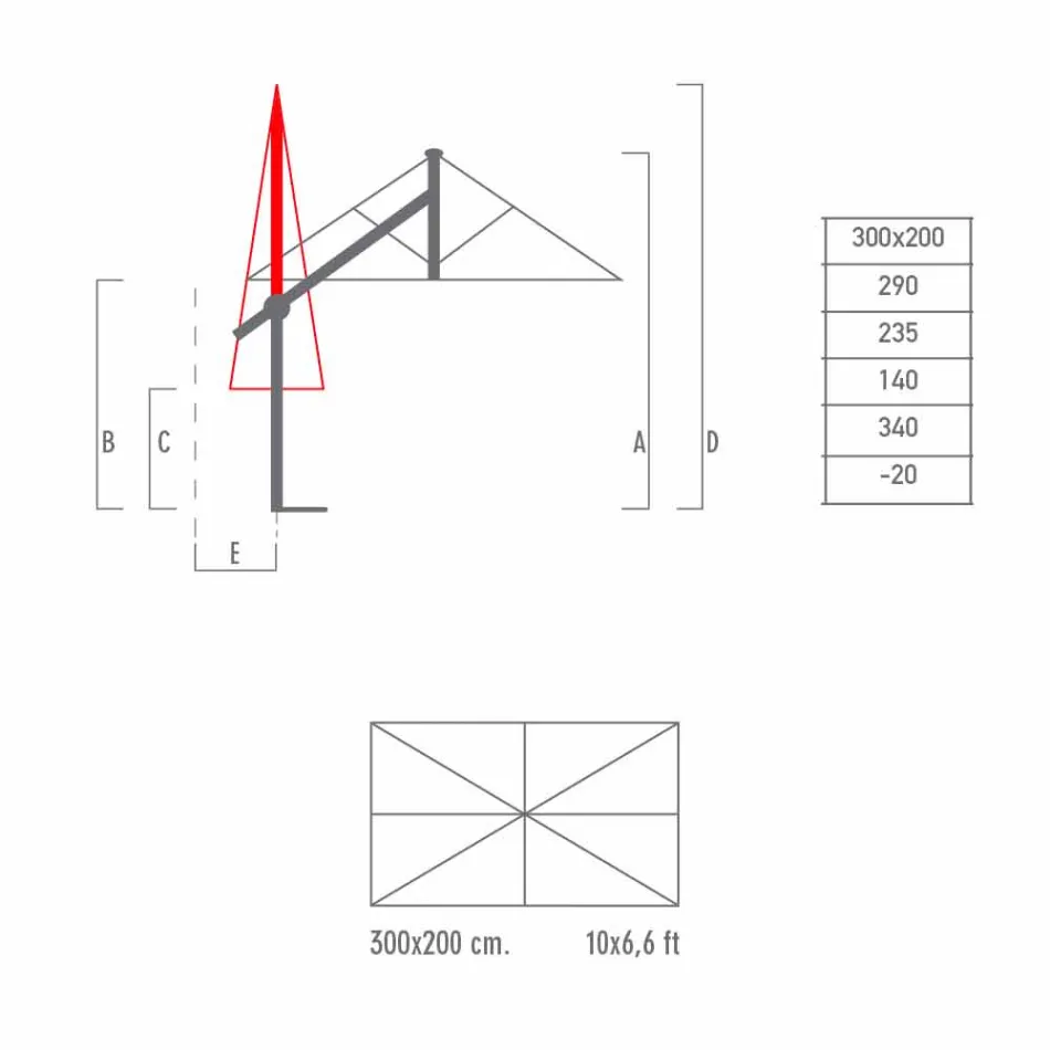 Garden Umbrella in White or Anthracite Aluminium 300x200 cm - Lapillo Viadurini