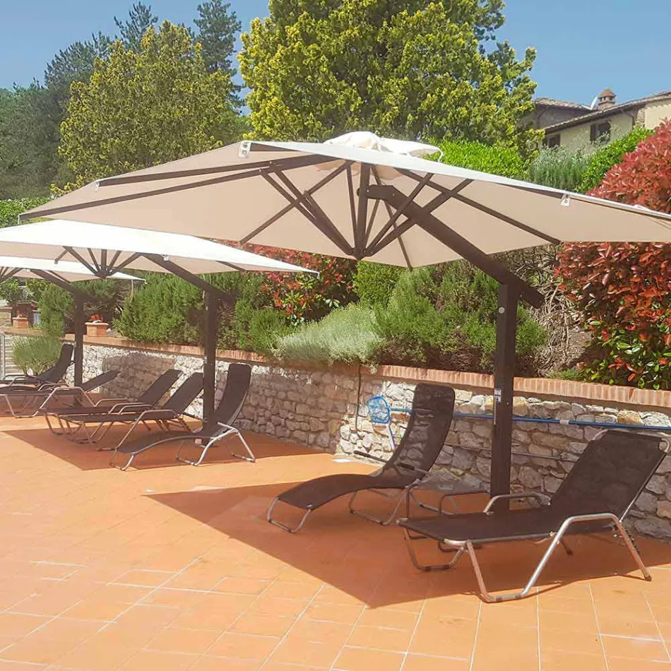 Garden Umbrella in White or Anthracite Aluminium 300x300 cm - Lapillo Viadurini