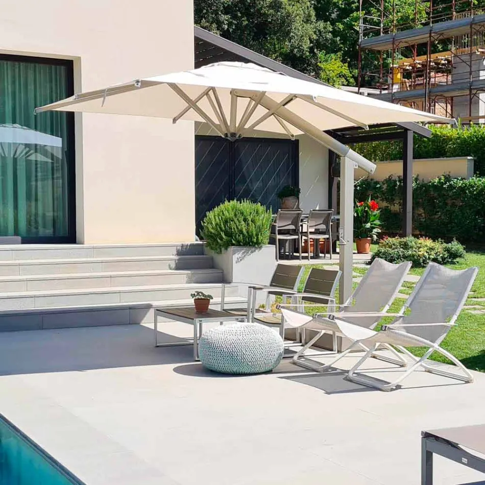 Aluminium Umbrella with White or Anthracite Arm 350x350 cm - Lapillo Viadurini