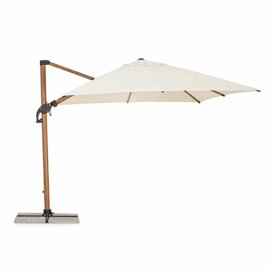 3x3 Outdoor Umbrella in Aluminium with Beige Polyester Fabric - Leano Viadurini