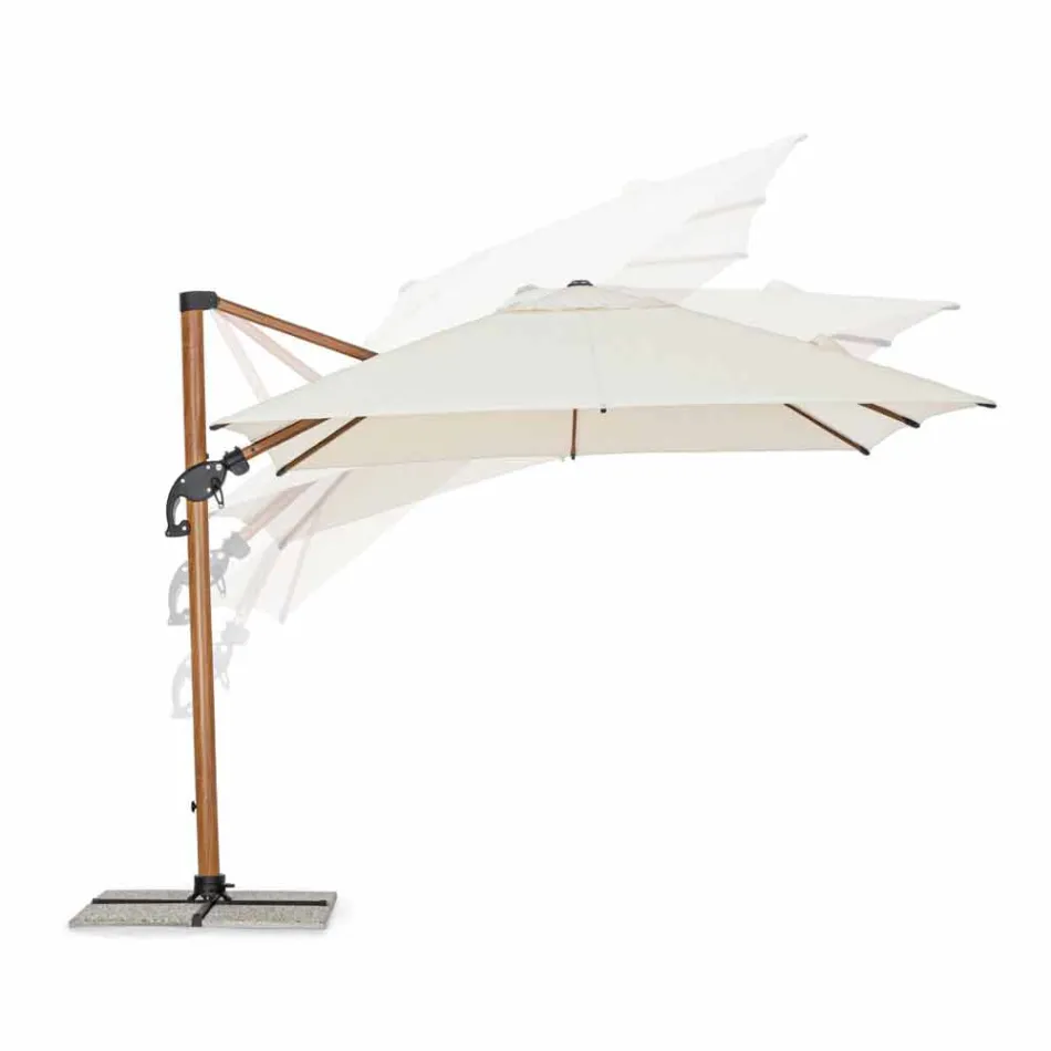 3x3 Outdoor Umbrella in Aluminium with Beige Polyester Fabric - Leano Viadurini