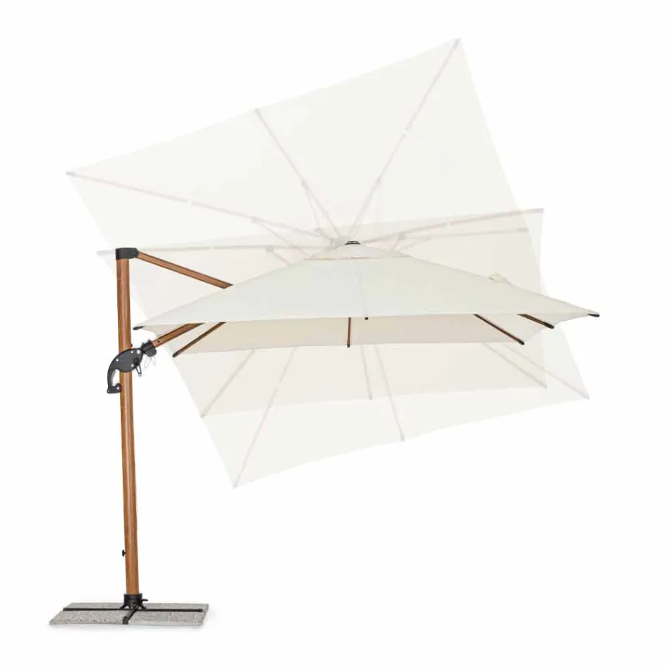 3x3 Outdoor Umbrella in Aluminium with Beige Polyester Fabric - Leano Viadurini