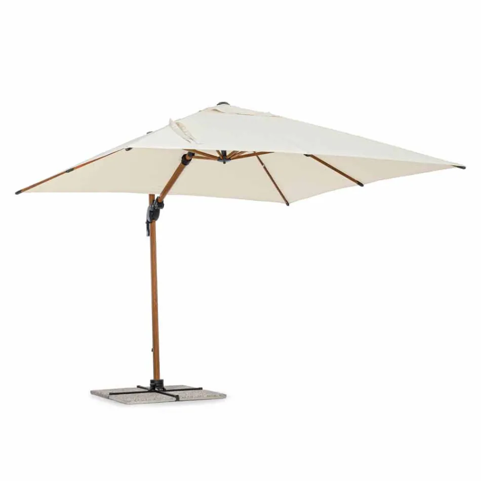 3x3 Outdoor Umbrella in Aluminium with Beige Polyester Fabric - Leano Viadurini