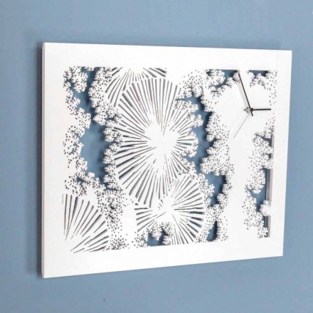 Design Wall Clock in White Wood or Rectangular Taupe - Artifice Viadurini