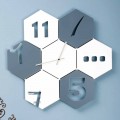 Large Wall Clock in Colored Wood Modern Hexagonal Design - Nidodape