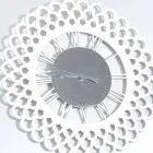 Wall Clock in White Wood with Large and Modern Floral Design - Gerbera Viadurini