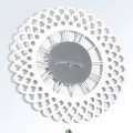 Wall Clock in White Wood with Large and Modern Floral Design - Gerbera