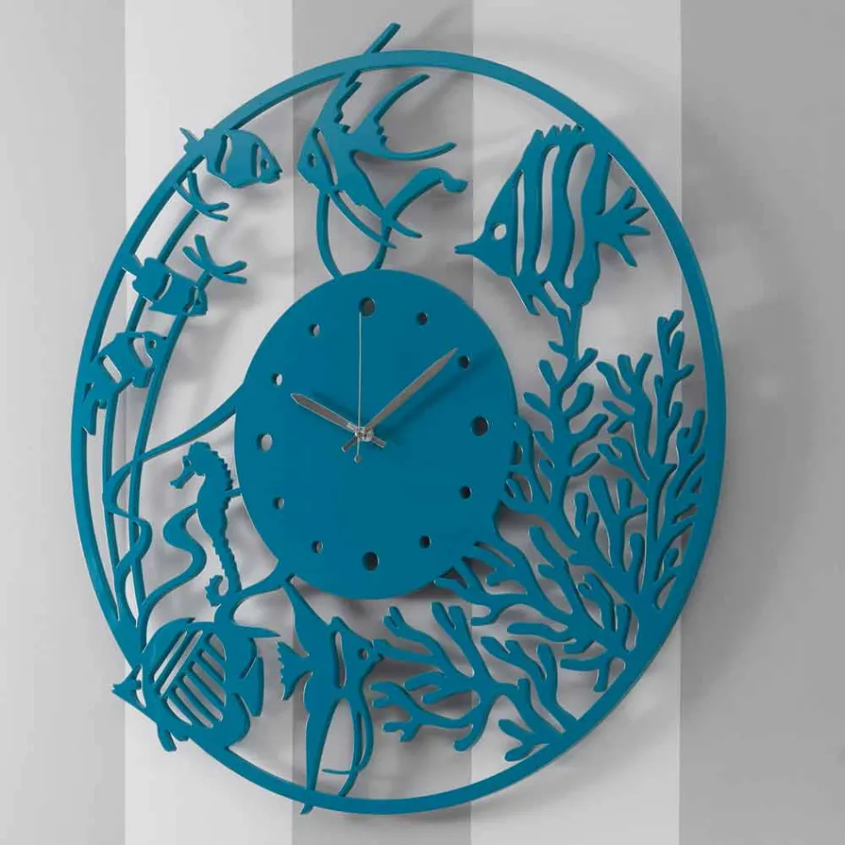 Wall Clock in Wood Design Large Modern Colored Round - Infondoalmar Viadurini