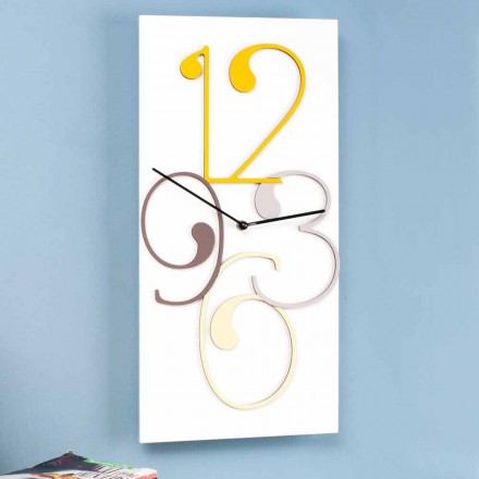 Wall Clock Colored Wood and White Modern Rectangular Design - Mathematics Viadurini