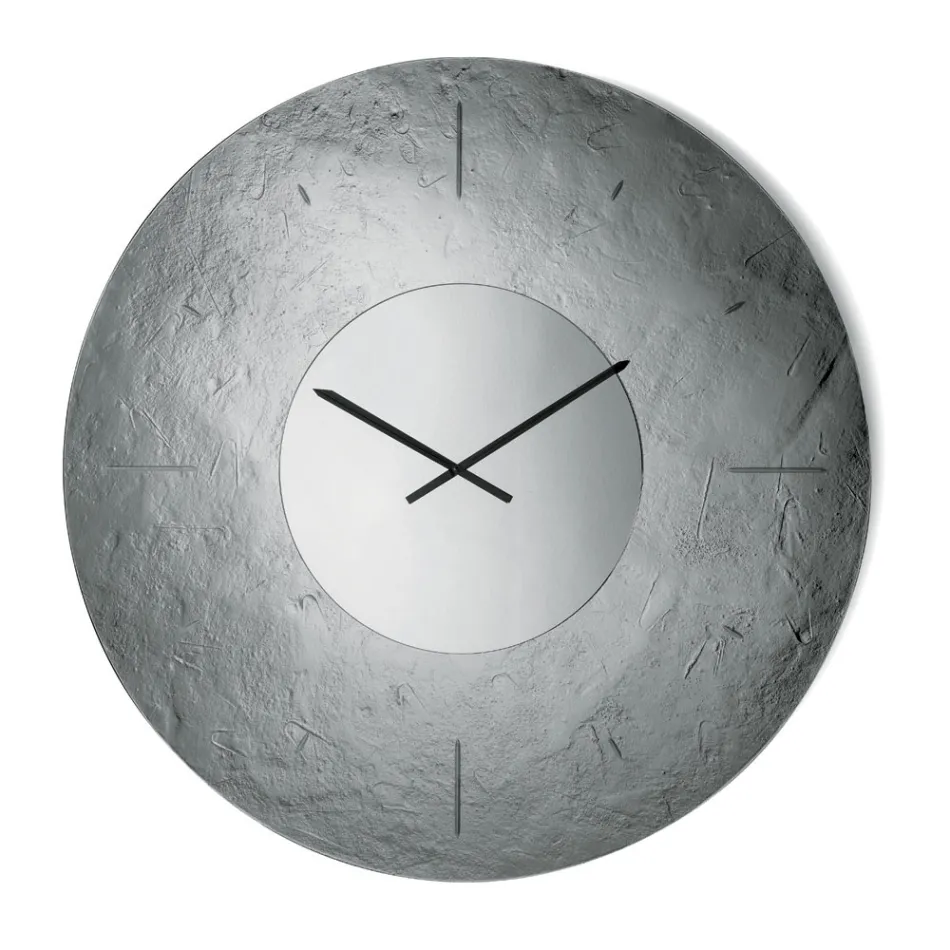 Cinzia - Hammered Back-Silvered Fused Glass Wall Clock Made in Italy Viadurini