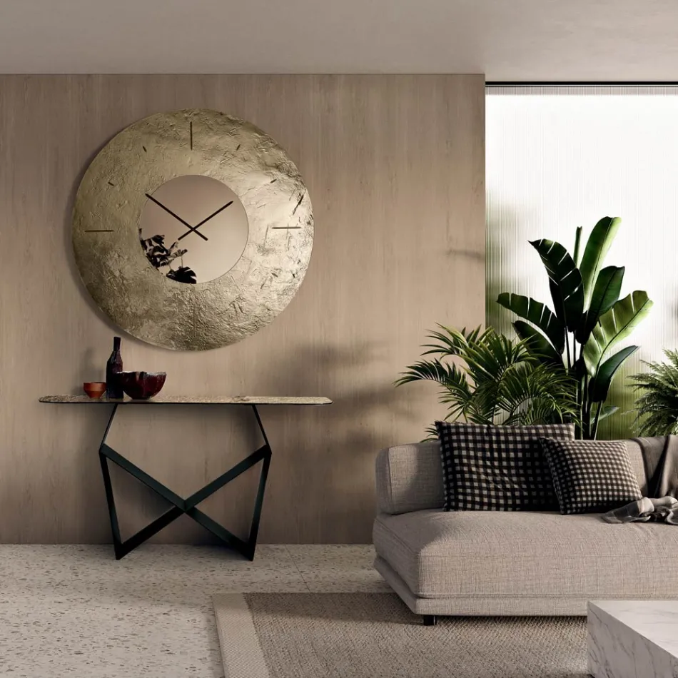 Cinzia - Hammered Back-Silvered Fused Glass Wall Clock Made in Italy Viadurini