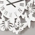 Wall Clock Colored Wood Modern Design Decorated with Butterflies - Papilio Viadurini