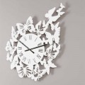 Wall Clock Colored Wood Modern Design Decorated with Butterflies - Papilio