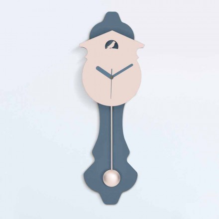 Modern Grey and Pink Design Wall Pendulum Clock in Wood - Cuckoo Viadurini