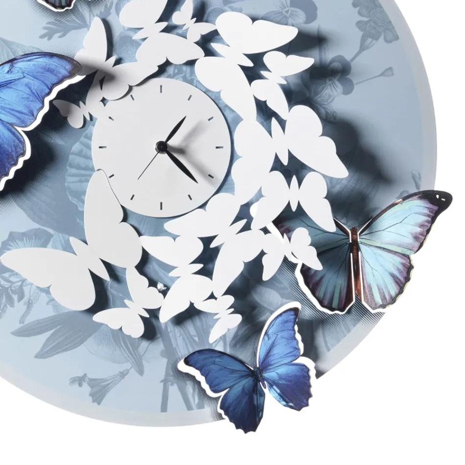 Clock with Butterfly Decoration in Different Finishes Made in Italy - Cufflinks Viadurini