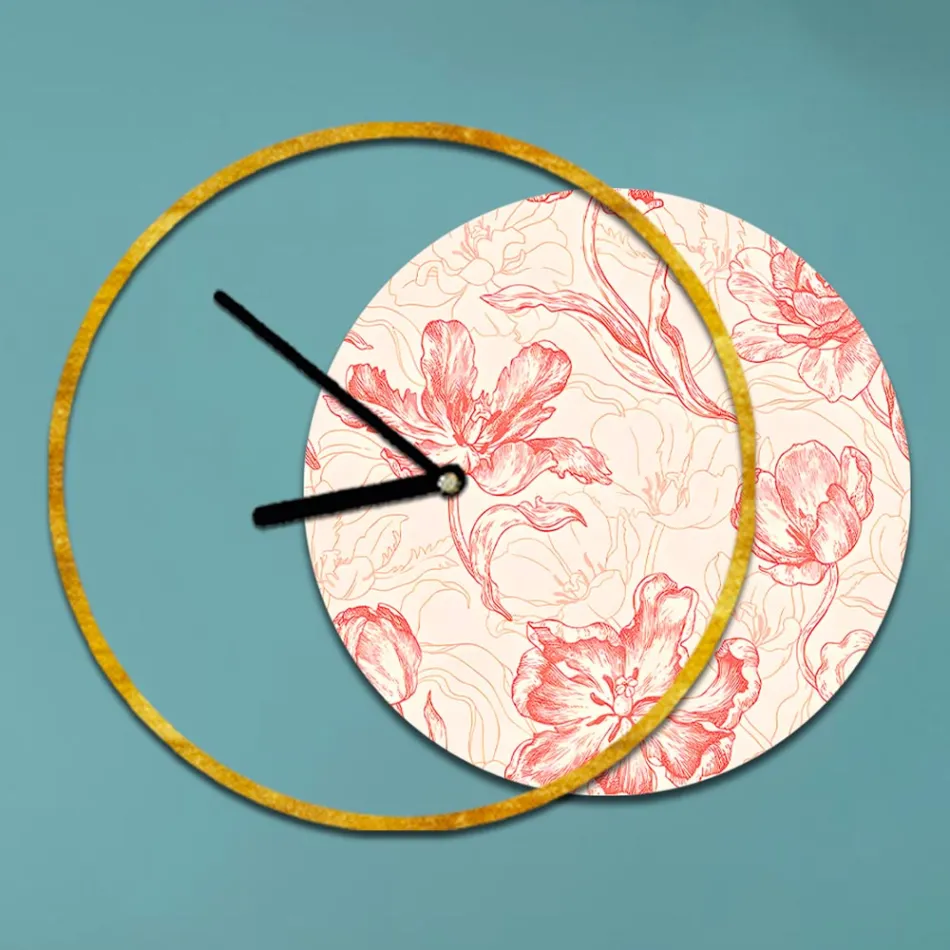 Clock with Wooden and Printed Panel Made in Italy - Malawi Viadurini