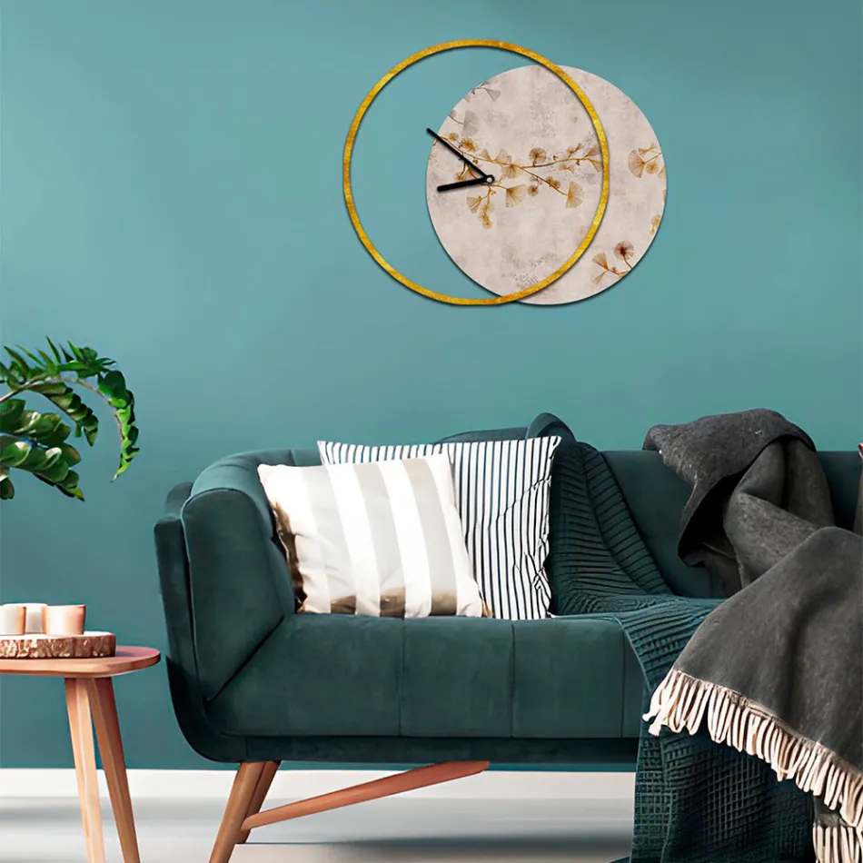 Clock with Wooden and Printed Panel Made in Italy - Malawi Viadurini