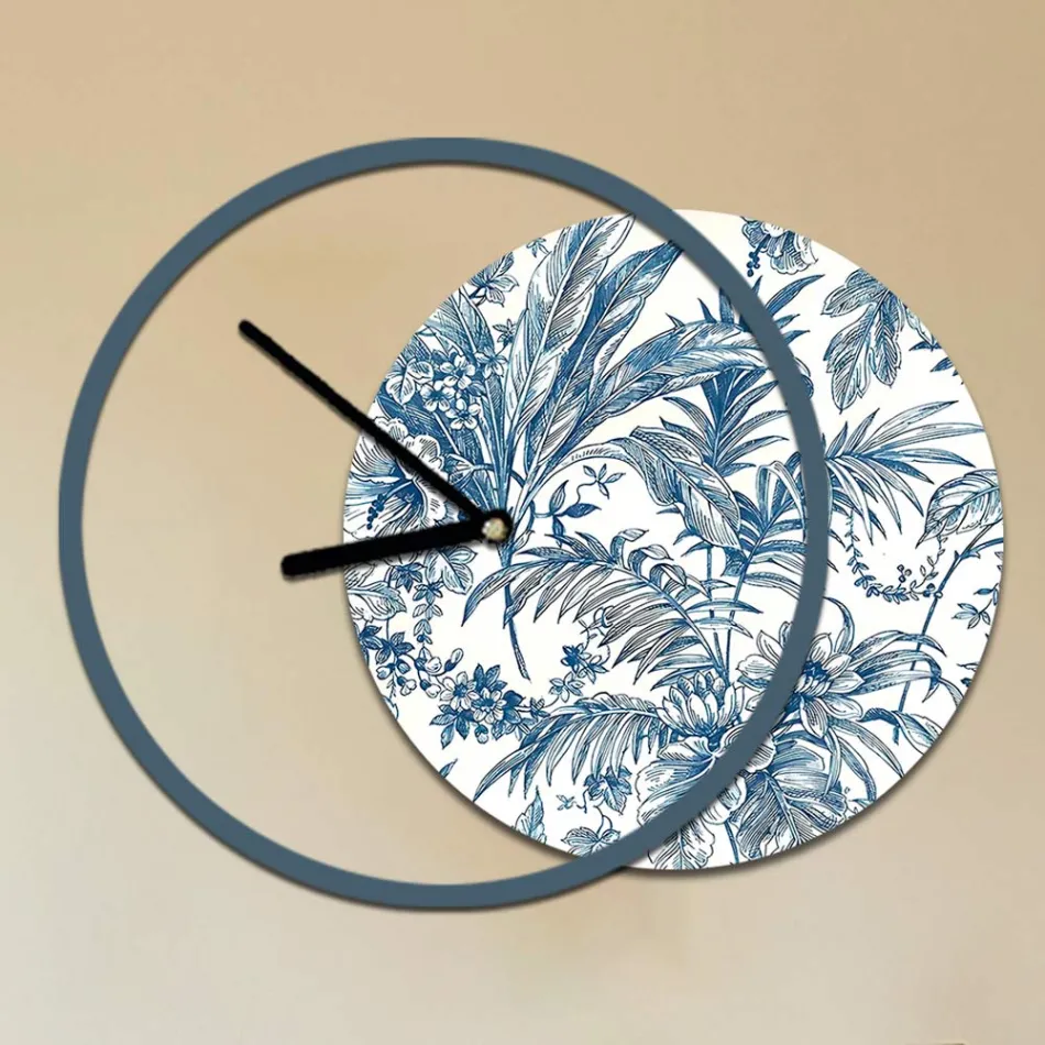 Clock with Wooden and Printed Panel Made in Italy - Malawi Viadurini