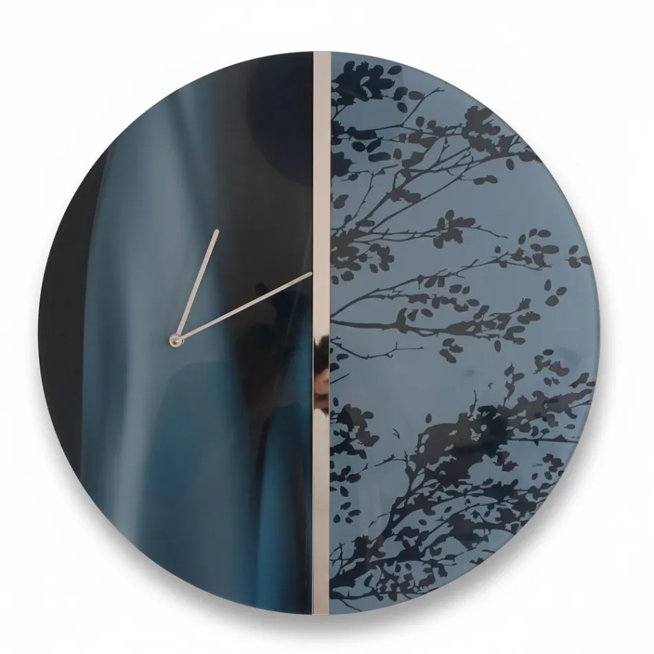 Blue Wall Clock in Green Cast Printed Plexiglass Made in Italy - Acquaria Viadurini