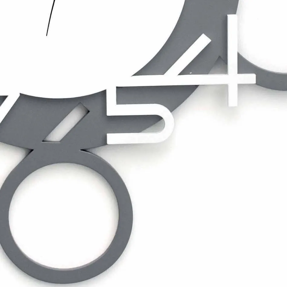 Large and Modern Design Wall Clock in White and Grey Wood - Digit Viadurini