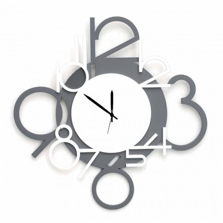 Large and Modern Design Wall Clock in White and Grey Wood - Digit Viadurini