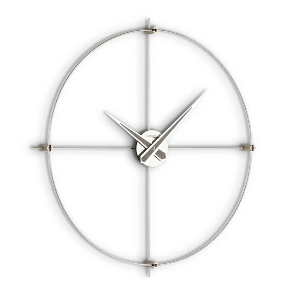 Wall Clock in Satin Steel with Chromatic Details Made in Italy - Lucky Viadurini