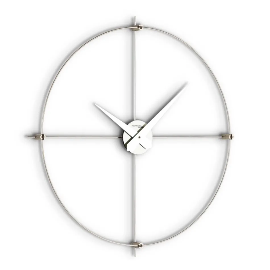 Wall Clock in Satin Steel with Chromatic Details Made in Italy - Lucky Viadurini
