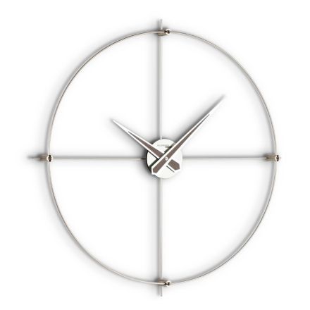 Wall Clock in Satin Steel with Chromatic Details Made in Italy - Lucky Viadurini
