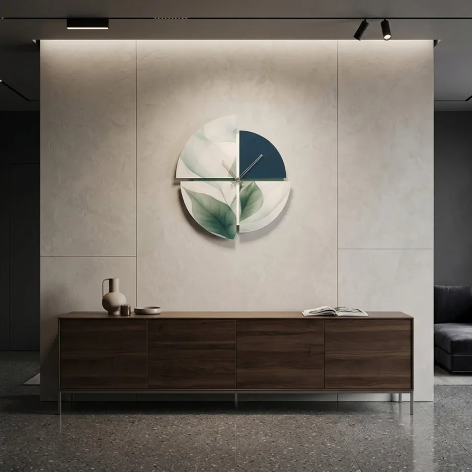 Printed Methacrylate Wall Clock with Geometric Shapes Made in Italy - Lumea Viadurini