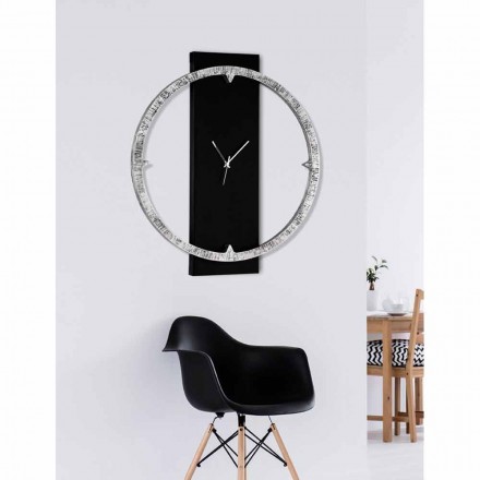 Wall clock decorated by hand on material made in Italy Agostino Viadurini