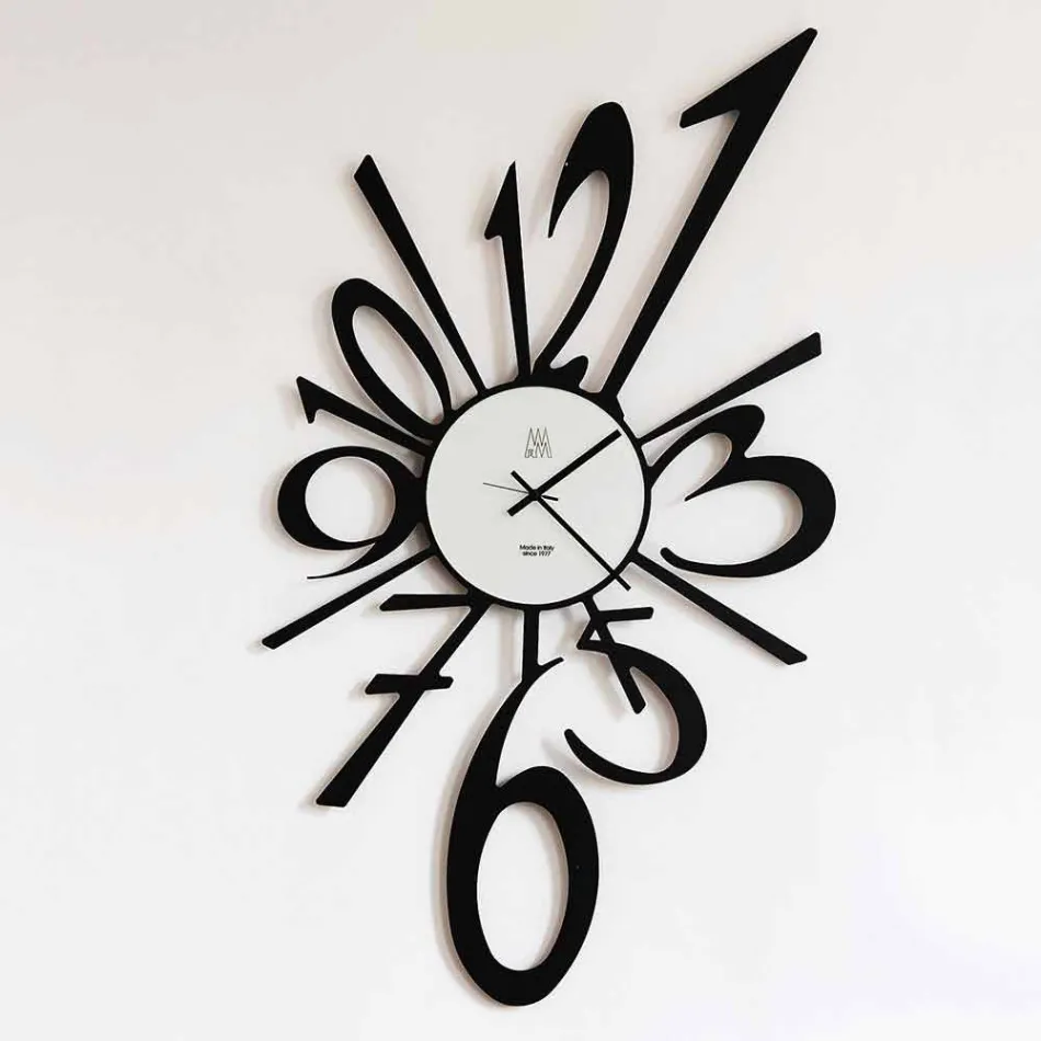 Design Wall Clock in Black Iron or Aluminium Made in Italy - Oceano Viadurini
