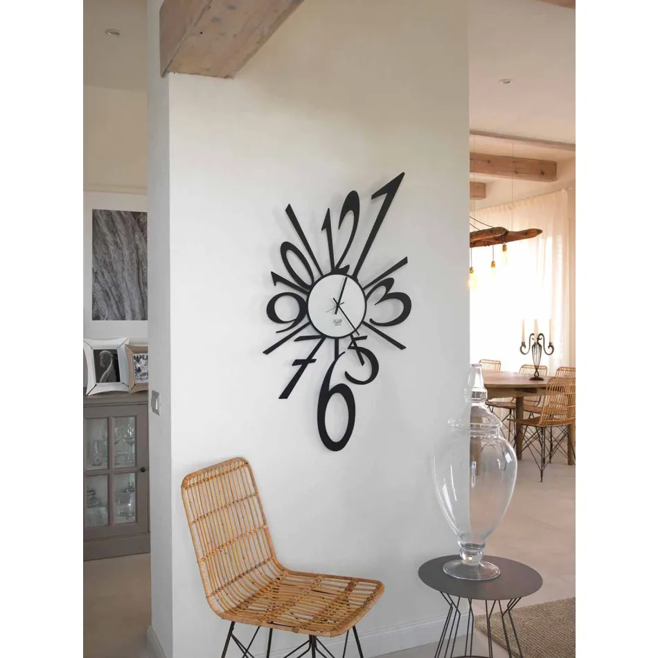 Black Iron or Aluminium Design Wall Clock Made in Italy - Ocean Viadurini
