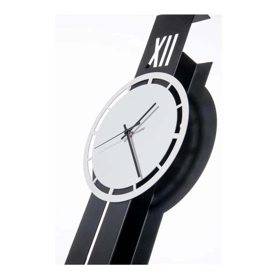 Iron Wall Clock with Pendulum Made in Italy - Sound Viadurini