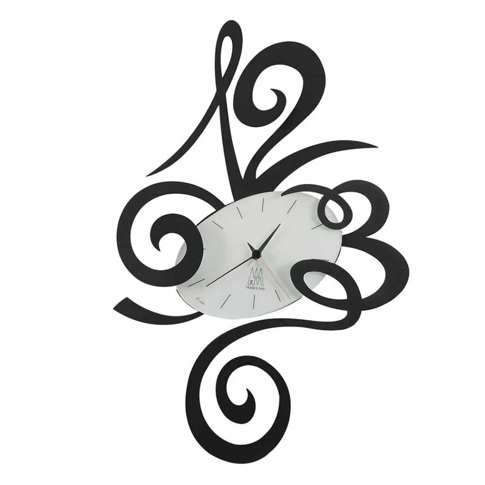 Wall Clock in Black Iron, Aluminium or Red Made in Italy - Rosbif Viadurini
