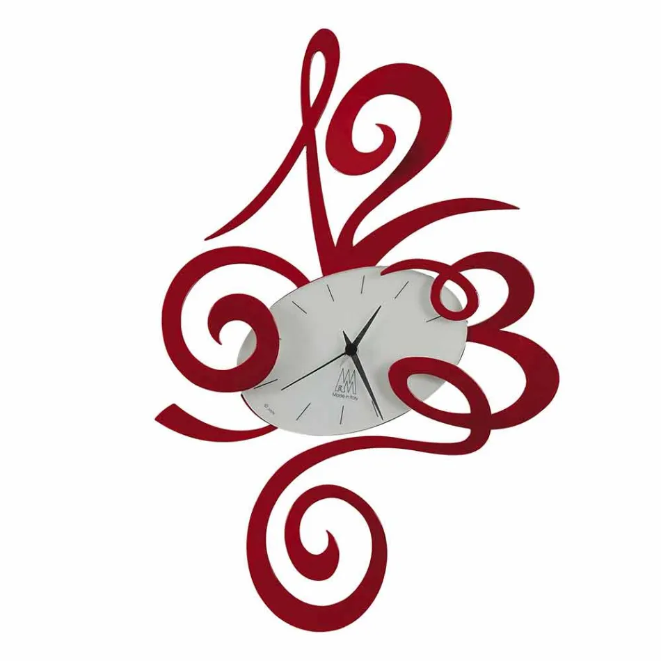 Wall Clock in Black Iron, Aluminium or Red Made in Italy - Rosbif Viadurini