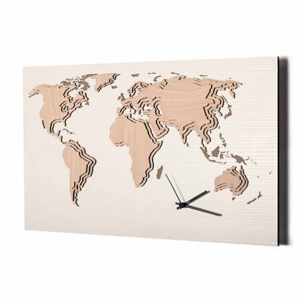 Wooden Wall Clock with Planisphere Design Lounge Decoration - Mappo Viadurini