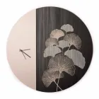 Round Design Wooden Wall Clock with Decorations, 2 Finishes - Ginkgo Viadurini