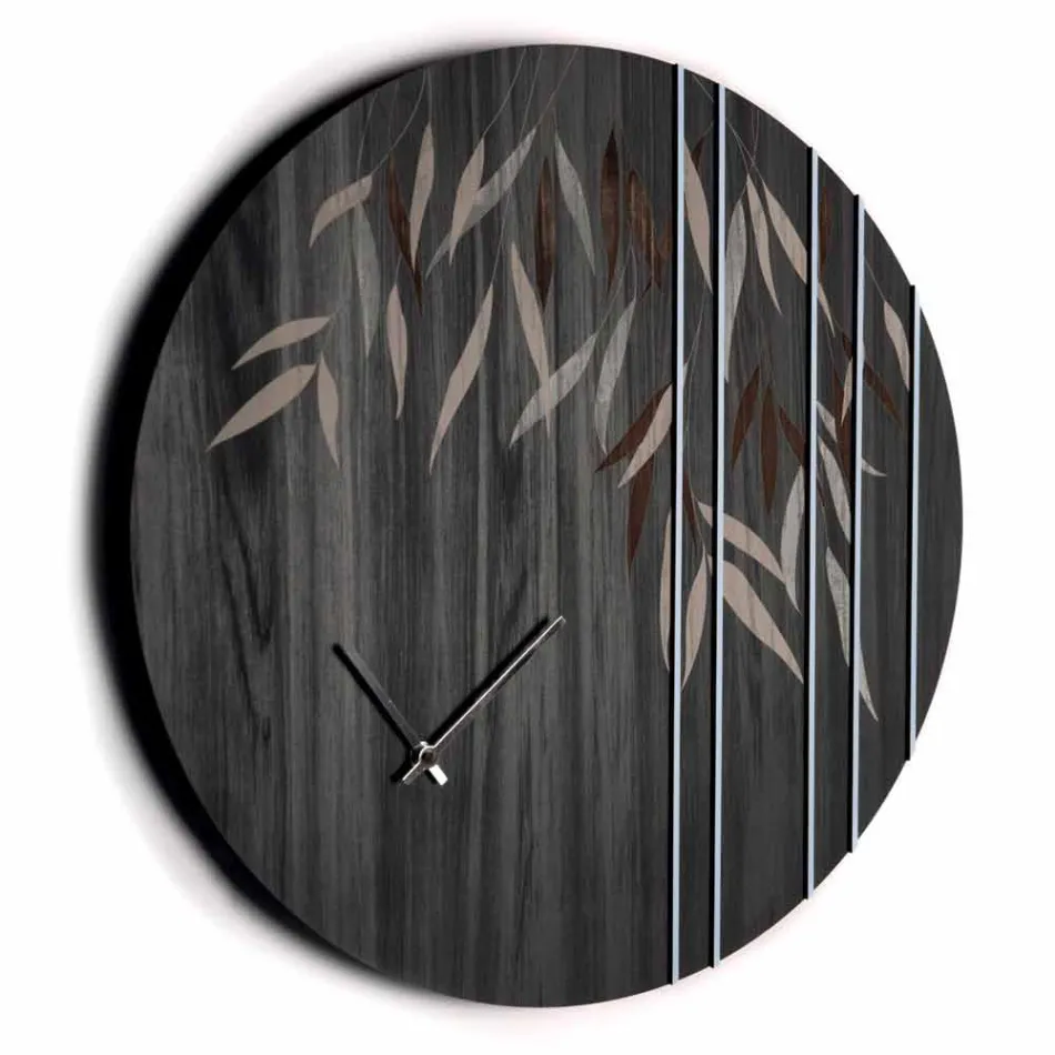 Wall Clock in Oak Wood or Blackboard Laser Engraved Design Round - Kanno Viadurini