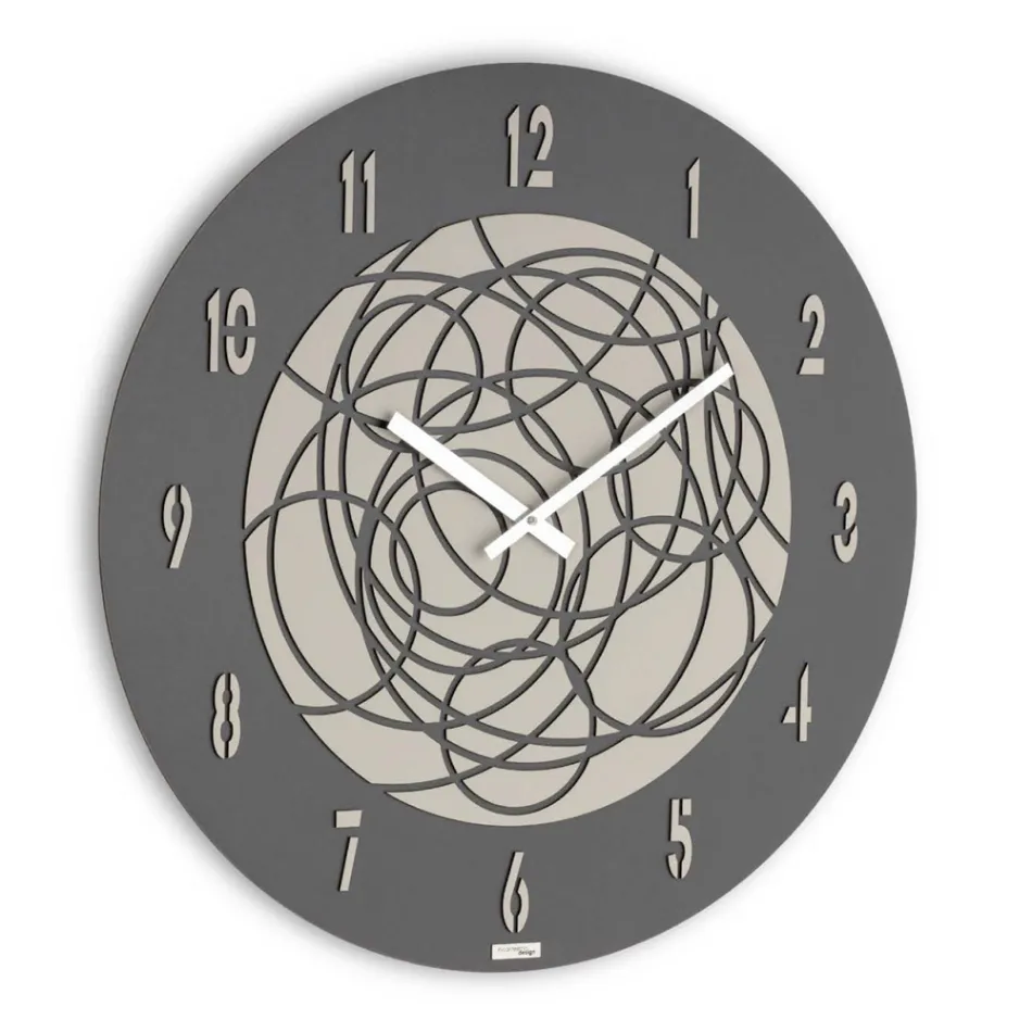 Wall Clock in MDF and Layered Pressed Linen Made in Italy - Safe Viadurini