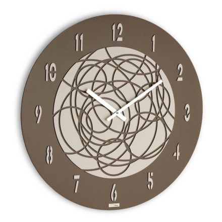 Wall Clock in MDF and Layered Pressed Linen Made in Italy - Safe Viadurini