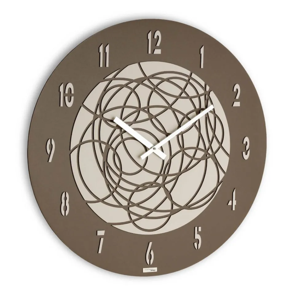 Wall Clock in MDF and Layered Pressed Linen Made in Italy - Safe Viadurini
