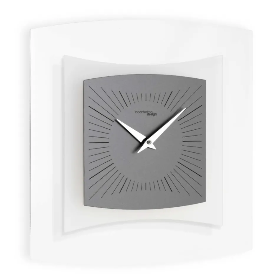 Wall Clock in Transparent and Bisatin Methacrylate Made in Italy - Glad Viadurini