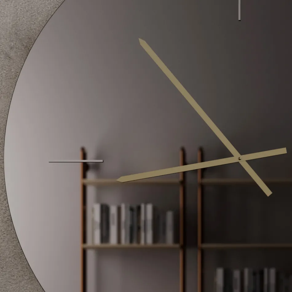 Glass Wall Clock with Satin Brass Hands - Radia Viadurini