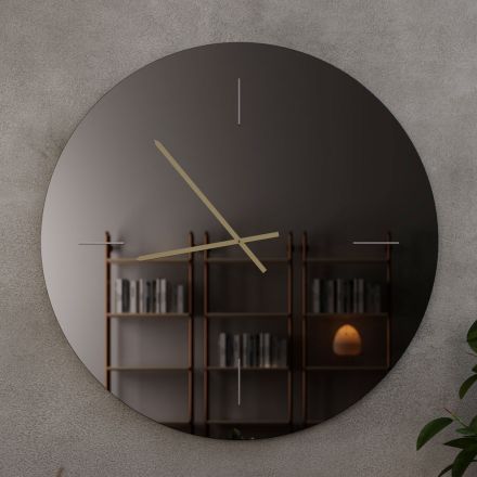 Glass Wall Clock with Satin Brass Hands - Radia Viadurini