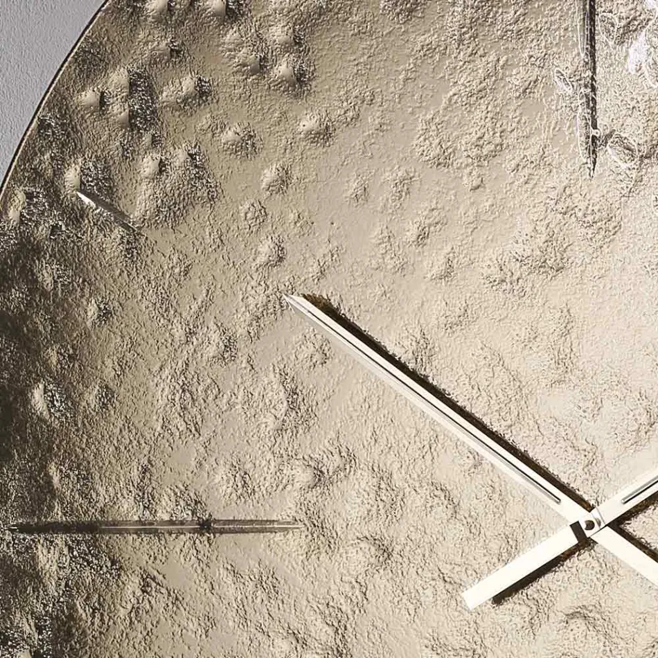 Wavy Fused Glass Wall Clock with Brass Hands - Radia Viadurini