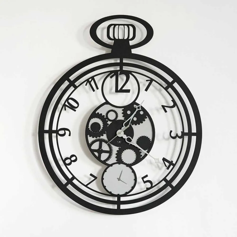 Modern Circular Wall Clock in Colored Iron Made in Italy - Cherry Viadurini