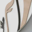 Modern and Round Wall Clock with Decorated Wood Design - Armonio Viadurini