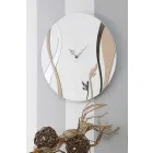Modern and Round Wall Clock with Decorated Wood Design - Armonio Viadurini