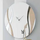 Modern and Round Wall Clock with Decorated Wood Design - Armonio Viadurini