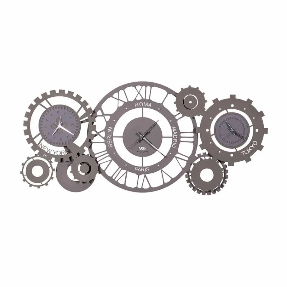 Modern Iron Wall Clock with Three Fusi Made in Italy - Mechanical Viadurini
